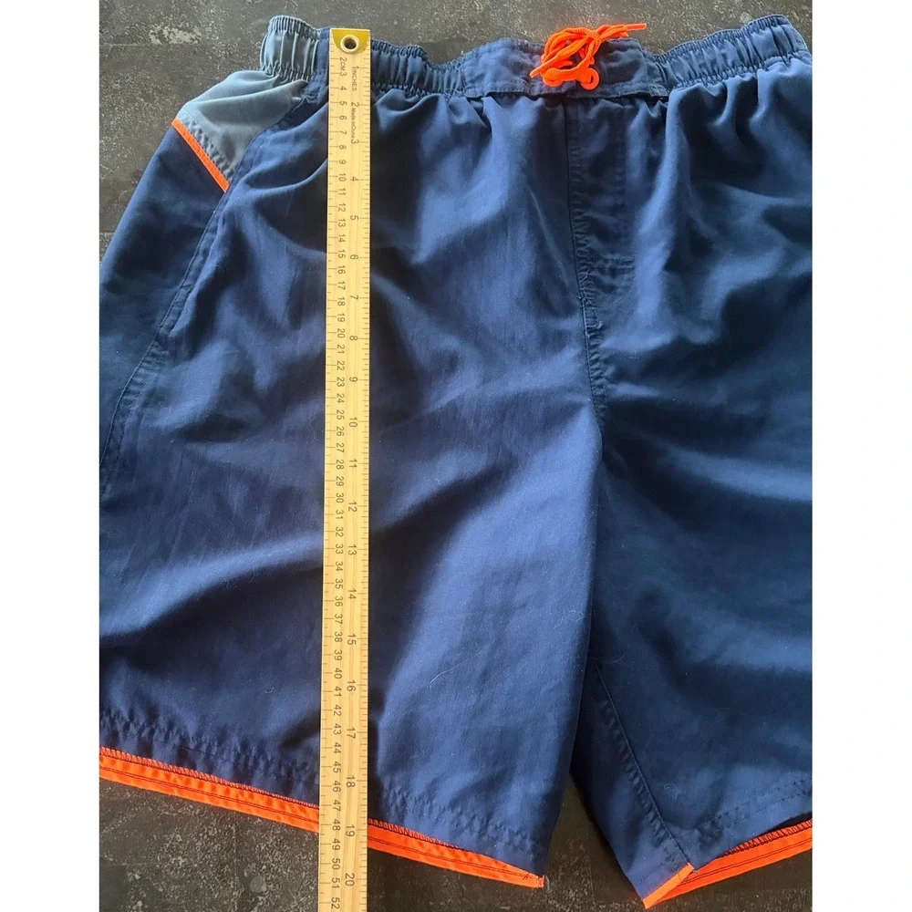 Nike Mens Athletic Shorts Navy Blue Orange Grey Running Training Size L - Picture 8 of 9